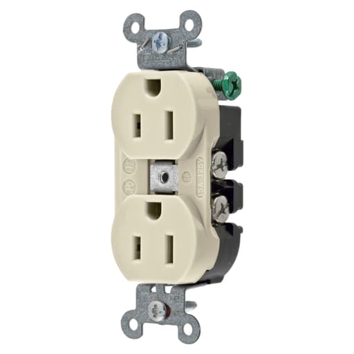 Hubbell Wiring Device - Hubbell 5252AAL Receptacle, DUP SB, HUBPRO, 15A 125V, SF, AL