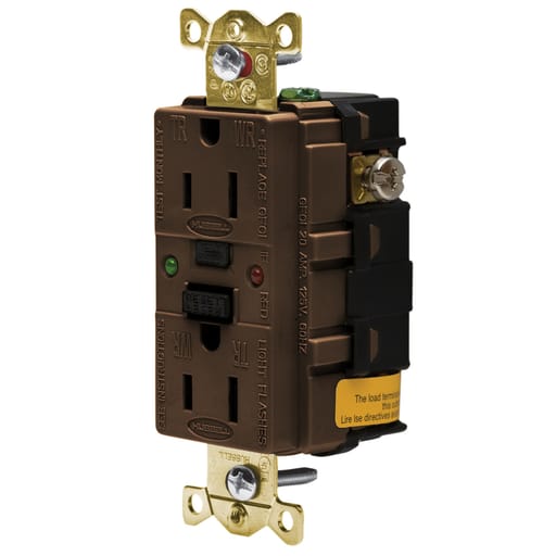 Hubbell Wiring Device - Hubbell GFR5262SG15A/125V INDL. TAMPER ST GFCI, BROWN
