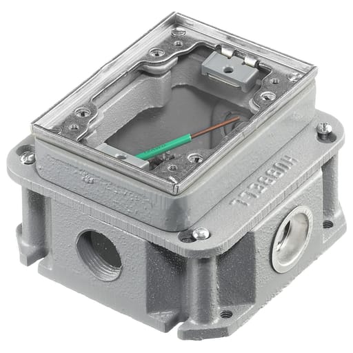 Hubbell Wiring Device - Hubbell BA2436 1-Gang 33 In? Aluminum Cast Iron Rectangular Floor Box