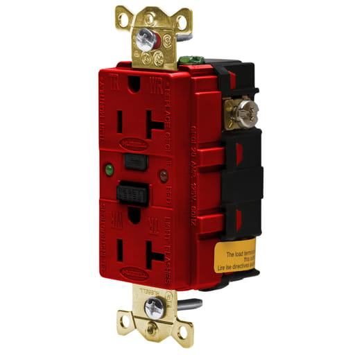 Hubbell Wiring Device - Hubbell GFR5362SGR20A/125V INDL. TAMPER ST GFCI, RED
