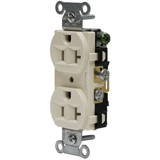 Hubbell Wiring Device - Hubbell CRF20ALDUP Receptacle, COM FG, 20A 125V, 5-20R, AL