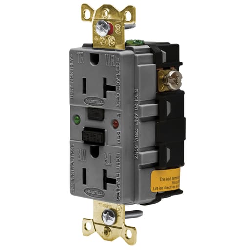 Hubbell Wiring Device - Hubbell GFR5362SGGY20A 125V IND TAMPER ST GFCI, GRAY