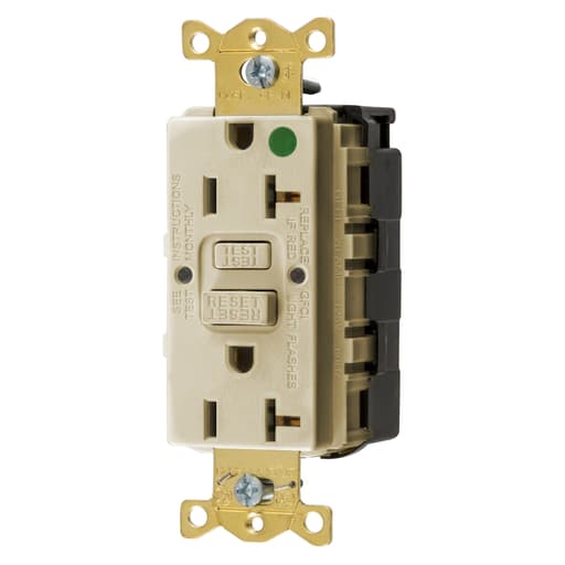 Hubbell Wiring Device - Hubbell GFRST83SNAPI20A COMM HG SELF TEST SNAP GFR IVORY
