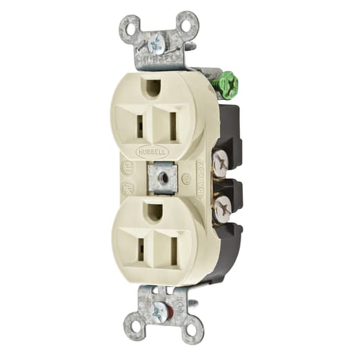 Hubbell Wiring Device - Hubbell 5262AL Receptacle, DUP SB, HUBPRO, 15A 125V, FG, AL