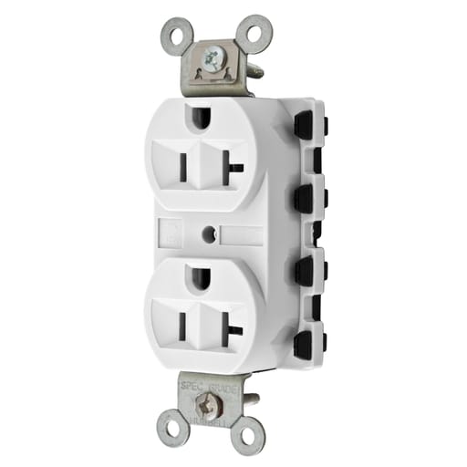 Hubbell Wiring Device - Hubbell SNAP5362WA 20 Amp 125 Volt 2-Pole 3-Wire NEMA 5-20R White Straight Blade Duplex Receptacle