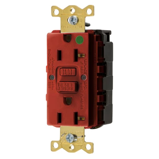 Hubbell Wiring Device - Hubbell GFRST83SNAPR20A COMM HG SELF TEST SNAP GFR RED