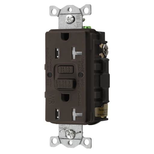 Hubbell Wiring Device - Hubbell GFTWRST20 20 Amp 125 Volt 2-Pole 3-Wire NEMA 5-20R Brown GFCI Receptacle