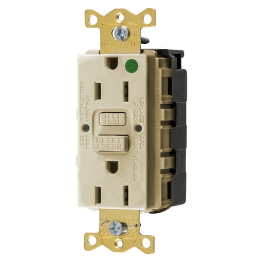 Hubbell Wiring Device - Hubbell GFRST82SNAPI15A COMM HG SELF TEST SNAP GFR IVORY