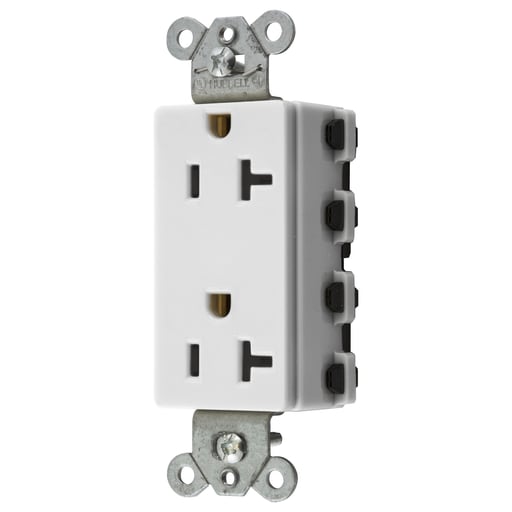 Hubbell Wiring Device - Hubbell SNAP2162WA 20 Amp 125 Volt 2-Pole 3-Wire NEMA 5-20R White Decorator Straight Blade Receptacle