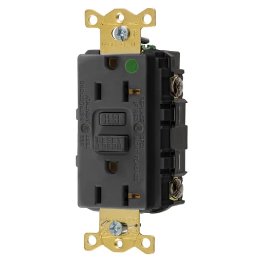 Hubbell Wiring Device - Hubbell GFRST83BK20A COMM HG SELF TEST GFR BLACK