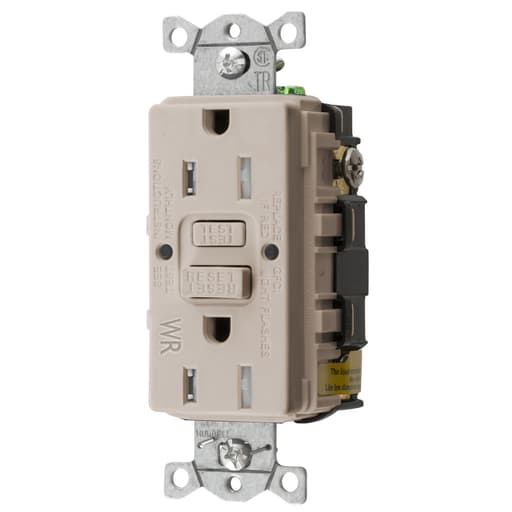 Hubbell Wiring Device - Hubbell GFTWRST15LA 15 Amp 125 Volt 2-Pole 3-Wire NEMA 5-15R Light Almond GFCI Receptacle