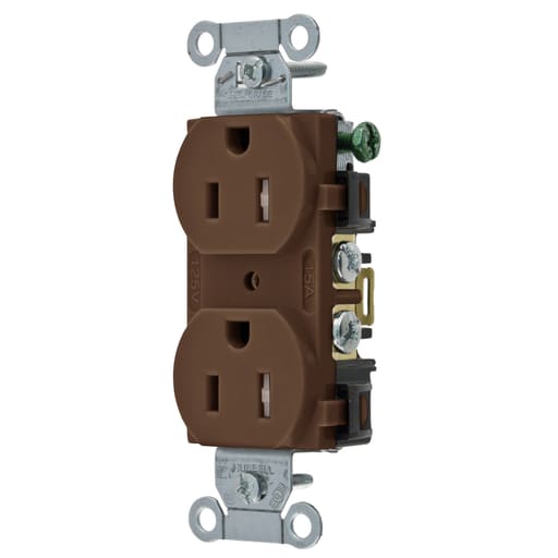 Hubbell Wiring Device - Hubbell BR15TR T-RES, COM GRD, 15A 125V, 5-15R, BR, B+S