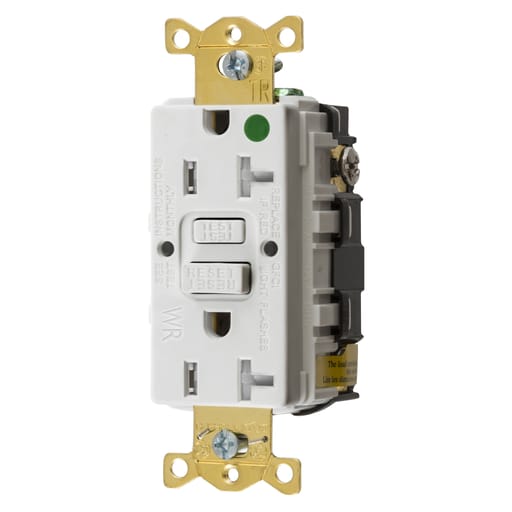 Hubbell Wiring Device - Hubbell GFTWRST83W 20 Amp 125 Volt NEMA 5-20R White Commercial Standard GFCI Receptacle