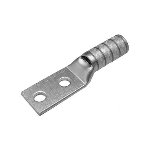 Burndy - Burndy YAZV282TC38FX Copper Compression Lug, 2 Hole w/ Inspection Window, 4/0 Flex, 3/8" Stud, 1" Stud Hole Spacing, Long Barrel, Tin Plated