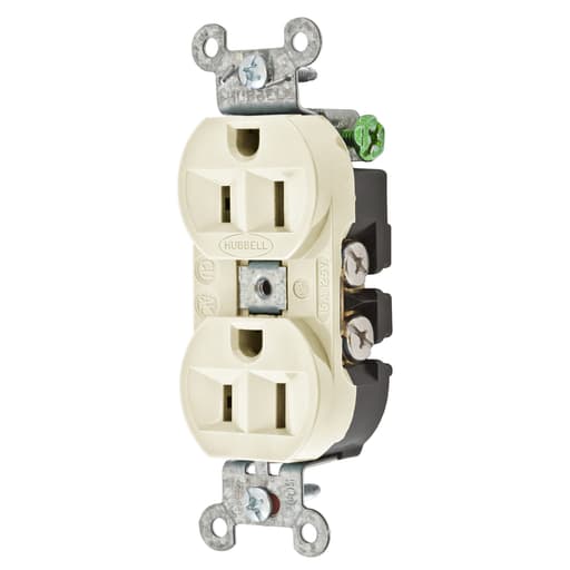 Hubbell Wiring Device - Hubbell 5262LA Receptacle, DUP SB, HUBPRO, 15A 125V, SM , LA