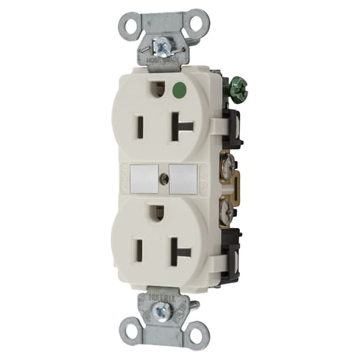 Hubbell Wiring Device - Hubbell 8300LA Straight Blade Device, Duplex Receptacle, Hospital Grade, Hubbell-Pro, 20A 125V, 2-Pole 3-Wire Grounding, 5-20R, Light Almond