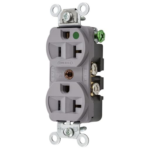Hubbell Wiring Device - Hubbell HBL8300HG 20 Amp 125 Volt 2-Pole 3-Wire NEMA 5-20R Gray Straight Blade Duplex Receptacle