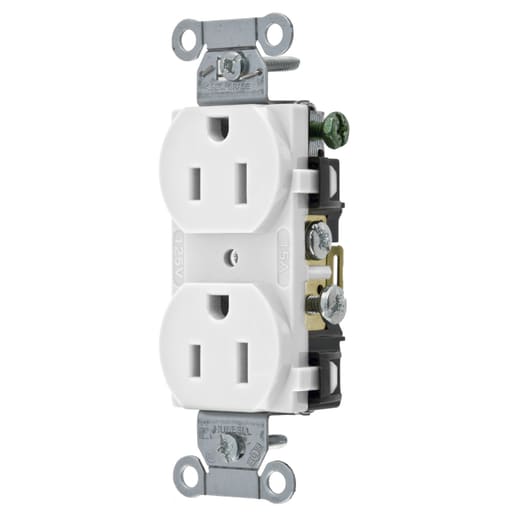 Hubbell Wiring Device - Hubbell CR15-WHI 15A 125V Duplex Receptacle, Commercial Spec Grade - White