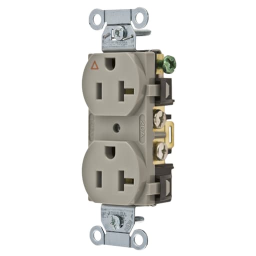 Hubbell Wiring Device - Hubbell IG5352GYCOMM 20A SIDE & BACK WIRED IG DUP GY