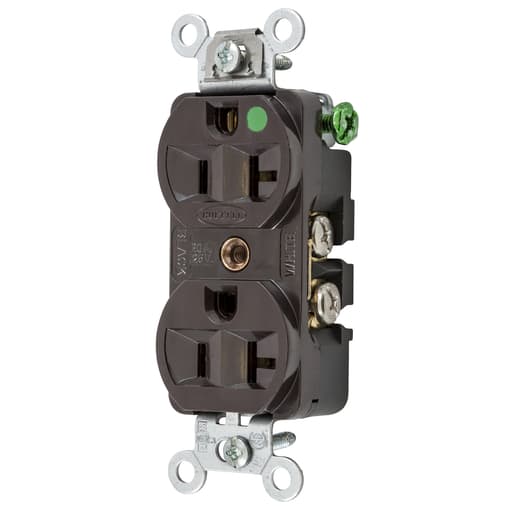 Hubbell Wiring Device - Hubbell HBL8300H 20 Amp 125 Volt 2-Pole 3-Wire NEMA 5-20R Brown Straight Blade Duplex Receptacle