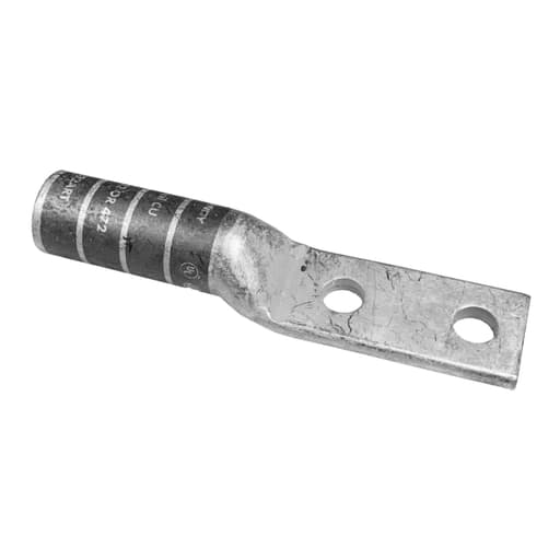 Burndy - Burndy YA1C2N 1 AWG CU, Two Hole, 1/2 Stud Size, 1-3/4 Hole Spacing, Long Barrel Internal Chamfer, Tin Plated, UL/CSA, 90.C, Up to 35kV, Green Color Code, 11 or 375 Die Index