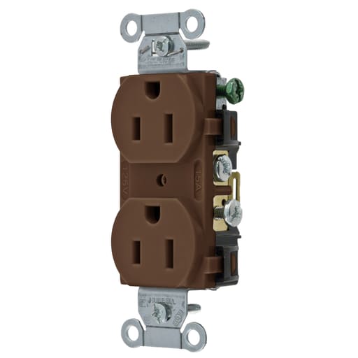 Hubbell Wiring Device - Hubbell CR15 15A 125V Duplex Receptacle, Commercial Spec Grade - Brown