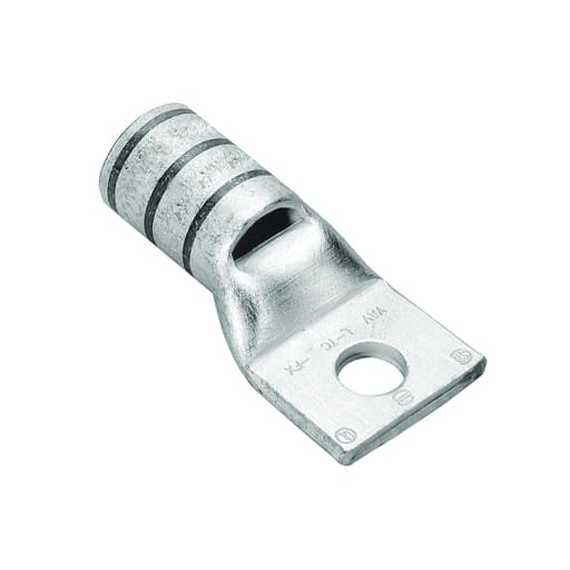 Burndy - Burndy YAV28LTC38FX Copper Compression Lug, 1 Hole w/ Inspection Window, 4/0 Flex, 3/8" Stud, Short Barrel, Tin Plated