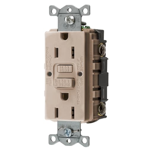 Hubbell Wiring Device - Hubbell GFRST15AL15A COMM SELF TEST GFR ALMOND