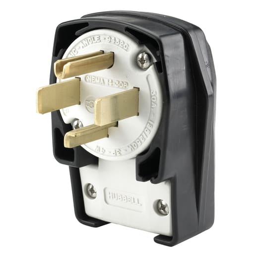 Hubbell Wiring Device - Hubbell HBL9432C 30 Amp 125/250 Volt 3-Pole 4-Wire NEMA 14-30P Black Nylon Straight Blade Plug
