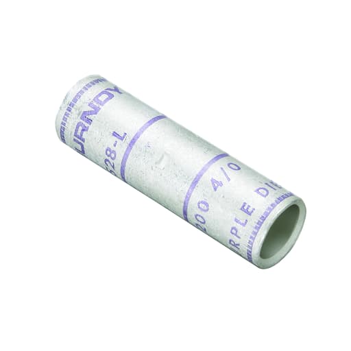 Burndy - Burndy YS28LBOX 4/0 AWG CU, Standard Barrel, Internal Chamfer, Tin Plated, UL/CSA, 90.C, Up to 35kV, PURPLE Color Code, 15 Die Index
