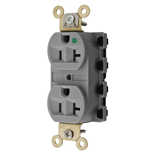 Hubbell Wiring Device - Hubbell SNAP8300GYA 20 Amp 125 Volt 2-Pole 3-Wire NEMA 5-20R Gray Straight Blade Duplex Receptacle
