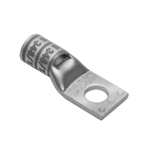 Burndy - Burndy YAV25LNT38FX 1/0 Flex G,H,I,K,M,DLO, 1/0 AWG (B/C) CU, One Hole, 3/8 Stud Size, Standard Barrel, Inspection Window, Narrow Tongue Internal Chamfer, Tin Plated, UL/CSA, 90.C, Up to 35kV, Pink Color Code, 12 or 348 Die Index