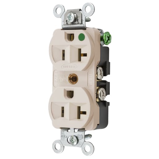 Hubbell Wiring Device - Hubbell HBL8300HLADUP Receptacle, COM/HG, 20A 125V, 5-20R, LA