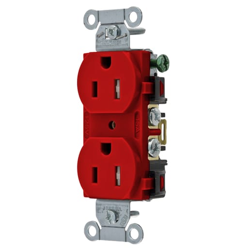Hubbell Wiring Device - Hubbell BR15RTR TAMP RES, COM GRD, 15A 125V, 5-15R, RD