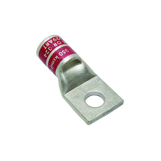 Burndy - Burndy YA31L11 350 kcmil CU, One Hole, 3/8 Stud Size, Standard Barrel, Inspection Window, Internal Chamfer, Tin Plated, UL/CSA 90. Up to 35kV, RED Color Code, 18 or 324 Die Index