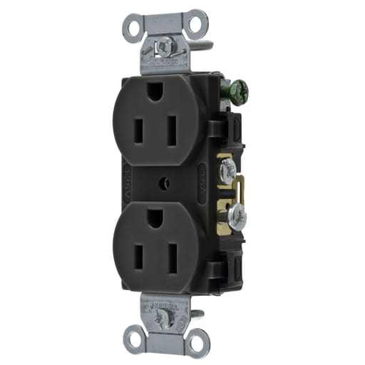 Hubbell Wiring Device - Hubbell CR15-BLK 15A 125V Duplex Receptacle, Commercial Spec Grade - Black