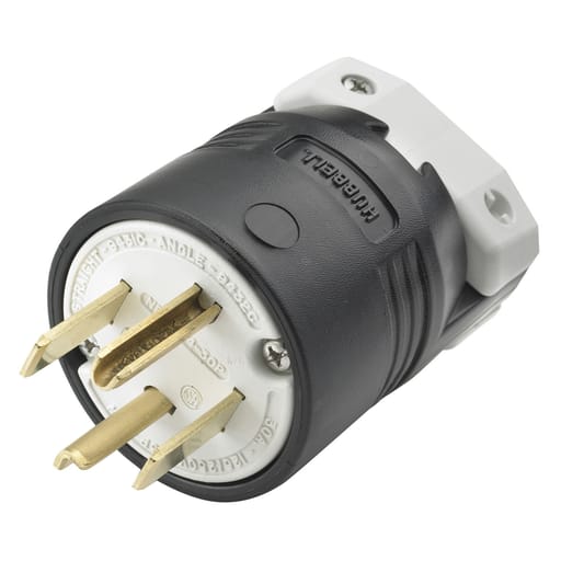 Hubbell Wiring Device - Hubbell HBL9431C 30 Amp 125/250 Volt 3-Pole 4-Wire NEMA 14-30P Black Nylon Straight Blade Plug
