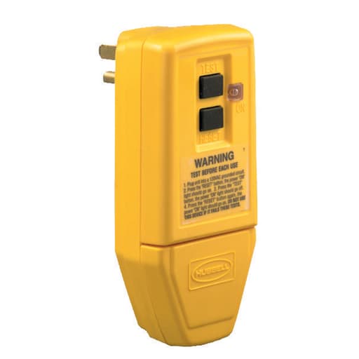 Hubbell Wiring Device - Hubbell GFP5266CY 15 Amp 125 Volt 2-Pole 3-Wire NEMA 5-15P Yellow Straight Blade Portable GFCI Plug