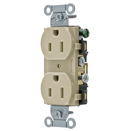 Hubbell Wiring Device - Hubbell CR15-I 15A 125V Duplex Receptacle, Commercial Spec Grade - Ivory