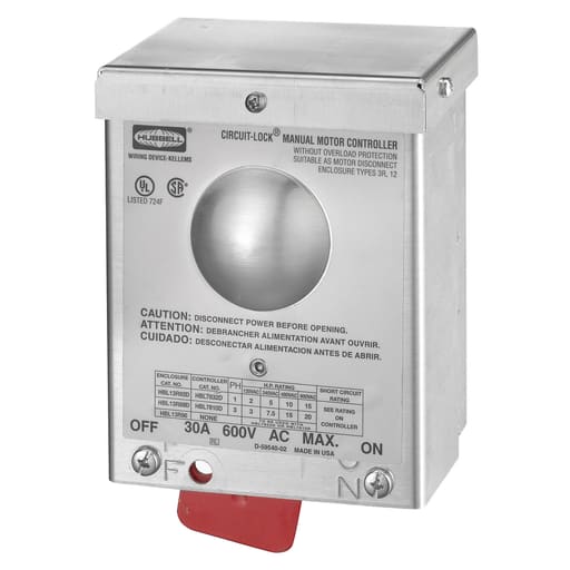 Hubbell Wiring Device - Hubbell HBL13R92D 30 Amp 600 VAC 2-Pole NEMA 3R Non-Metallic Disconnect Switch Enclosure