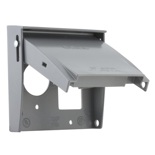 Raco Manufacturing - Bell 5040-0 2-Gang Gray Powder Coated Die-Cast Aluminum Vertical Device Mount Flip GFCI/Receptacle Weatherproof Box Cover
