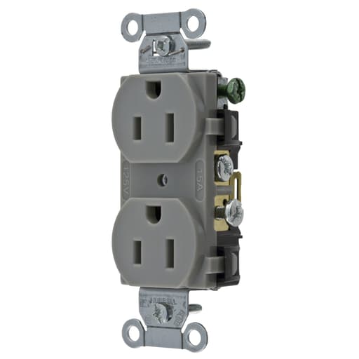 Hubbell Wiring Device - Hubbell CR15-GRY 15A 125V Duplex Receptacle, Commercial Spec Grade - Gray
