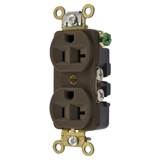 Hubbell Wiring Device - Hubbell HBL5352BK 20 Amp 125 Volt 2-Pole 3-Wire NEMA 5-20R Black Straight Blade Duplex Receptacle
