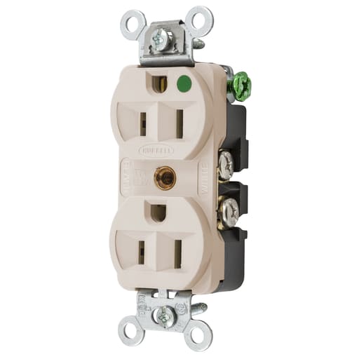 Hubbell Wiring Device - Hubbell HBL8200HLADUP Receptacle, COM/HG, 15A 125V, 5-15R, LA