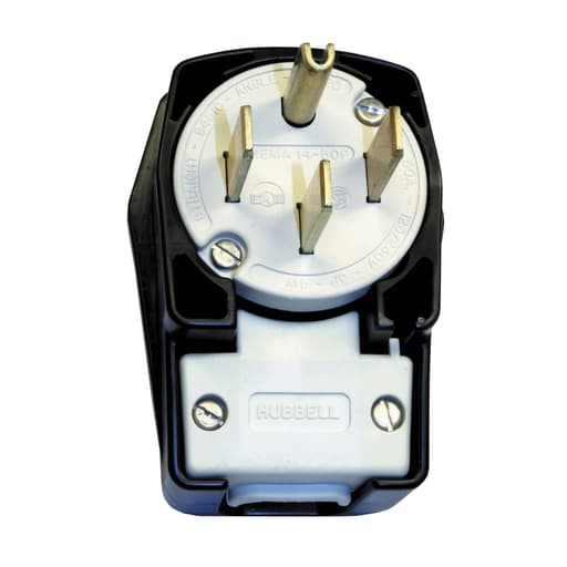 Hubbell Wiring Device - Hubbell HBL9452-C Black 50A 125/250V Nylon Heavy-Duty Plug, Angle