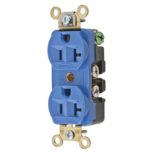 Hubbell Wiring Device - Hubbell HBL5352BLDUP Receptacle, IND GRD, 20A 125V, 5-20R, BL