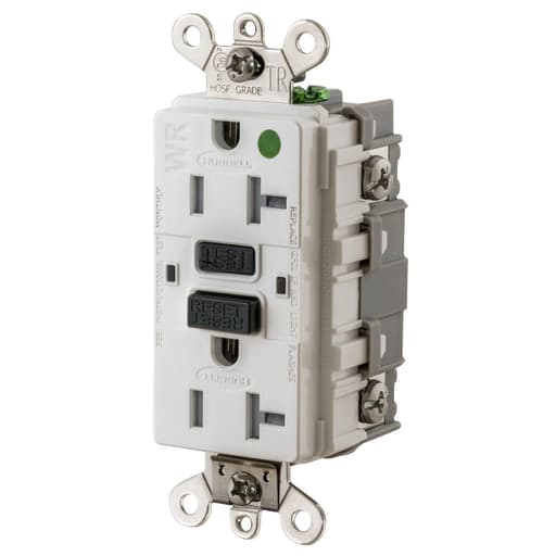 Hubbell Wiring Device - Hubbell GF8300SGW20A INDUSTRIAL TRWR GFR HG WHITE
