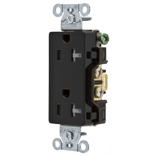 Hubbell Wiring Device - Hubbell DR20BLKTR TAMP RES, DECO FACE, 20A 125V, BK