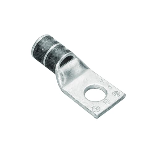 Burndy - Burndy YA26LBOX 2/0 AWG CU, One Hole, 3/8 Stud Size, Standard Barrel, Inspection Window, Internal Chamfer, Tin Plated, UL/CSA 90. Up to 35kV, BLACK Color Code, 13 Die Index