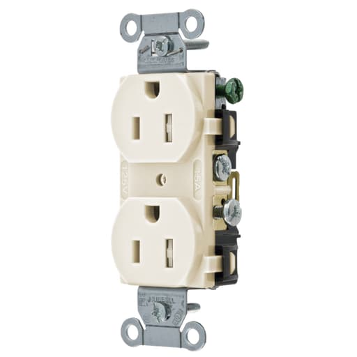 Hubbell Wiring Device - Hubbell CR15-LATR Tamper Resistant Duplex Receptacle, Commercial Grade, 15A 125V - Light Almond